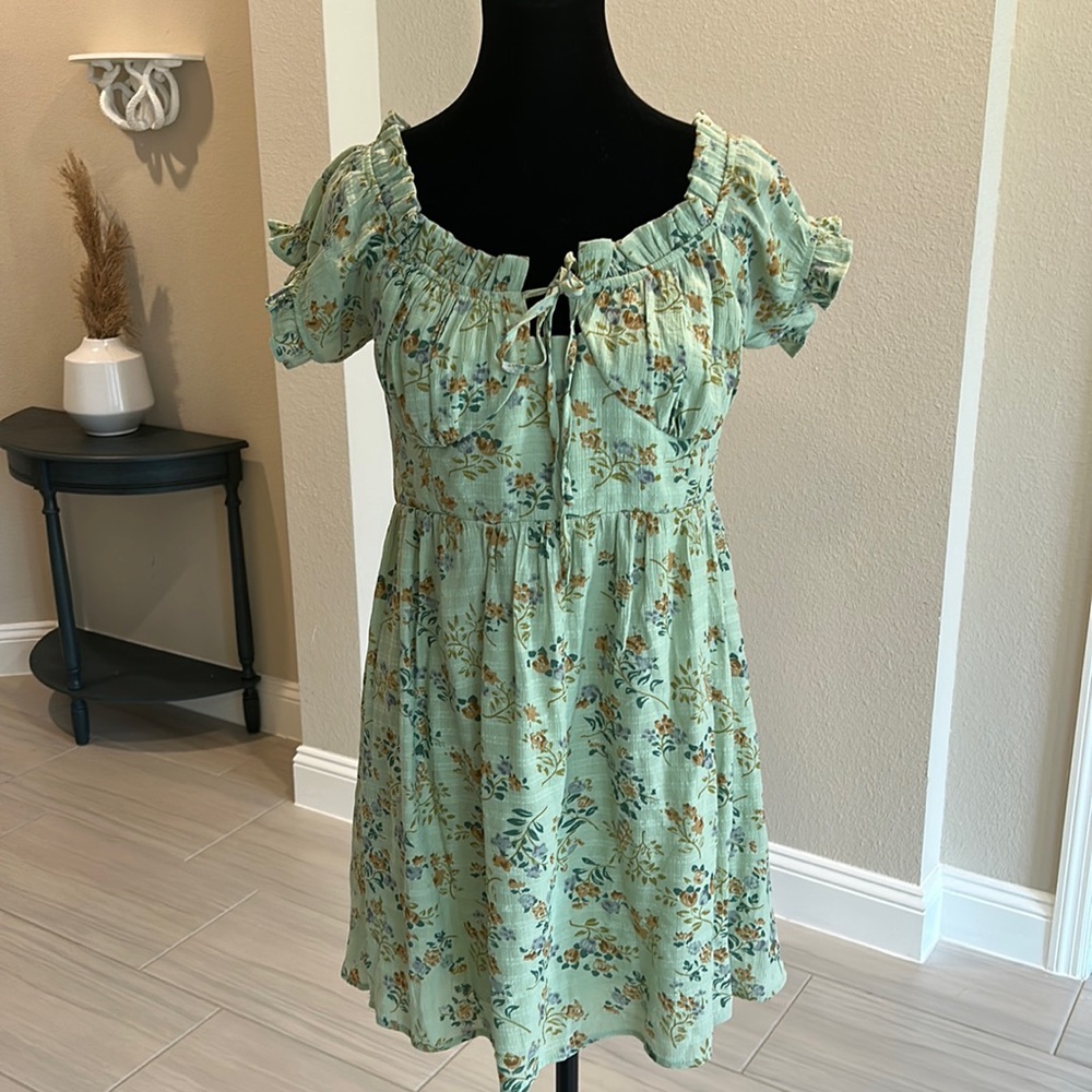 Lulus All Heart Sage Green Floral Print dress